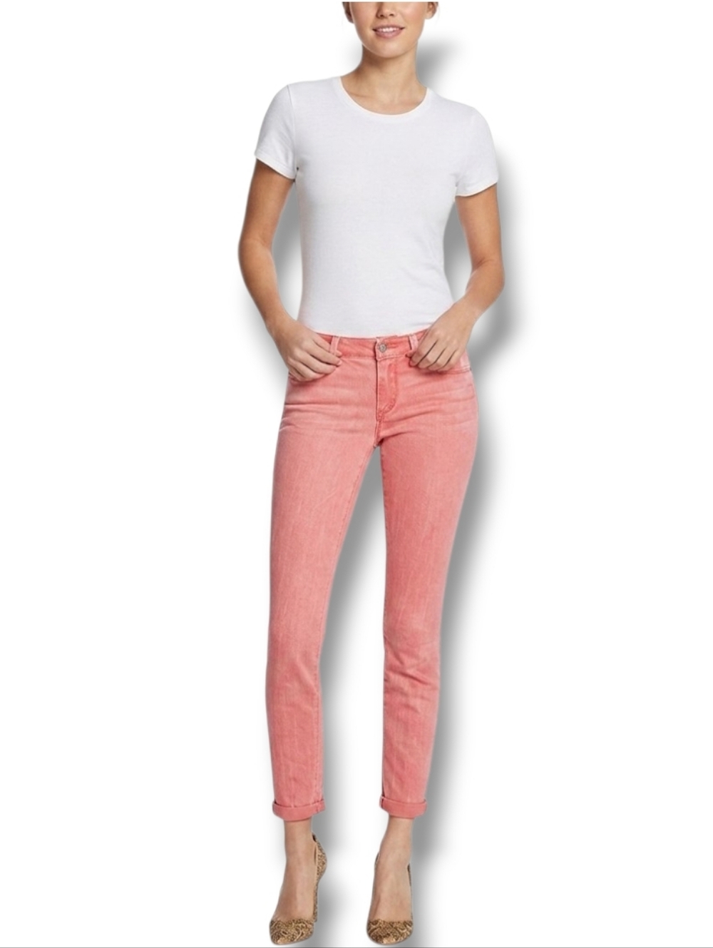 Jessica Simpson Women’s Orange Cropped Skinny Jeans Sz 8/29 Rolled Hem